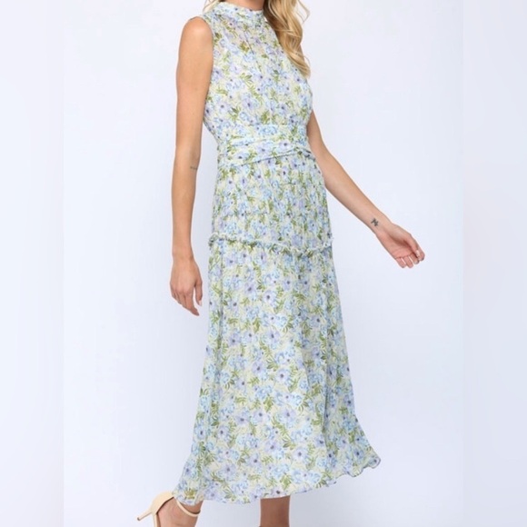 NWT Fisherman's Daughter floral high neck midi tea dress spring with slip button - Picture 1 of 7